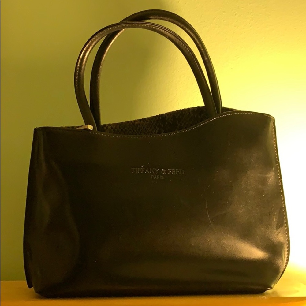 Tiffany & Fred Paris Black Leather Handbag